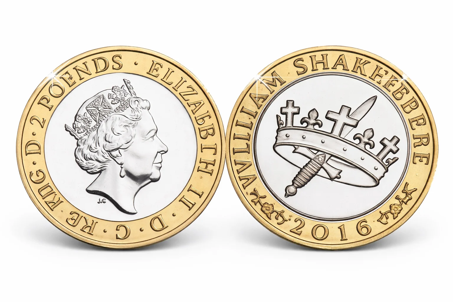2016 Shakespeare Histories £2 coin obverse and reverse.